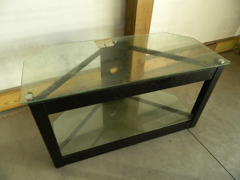 lot 108 image: Glass  Steel TV Stand
