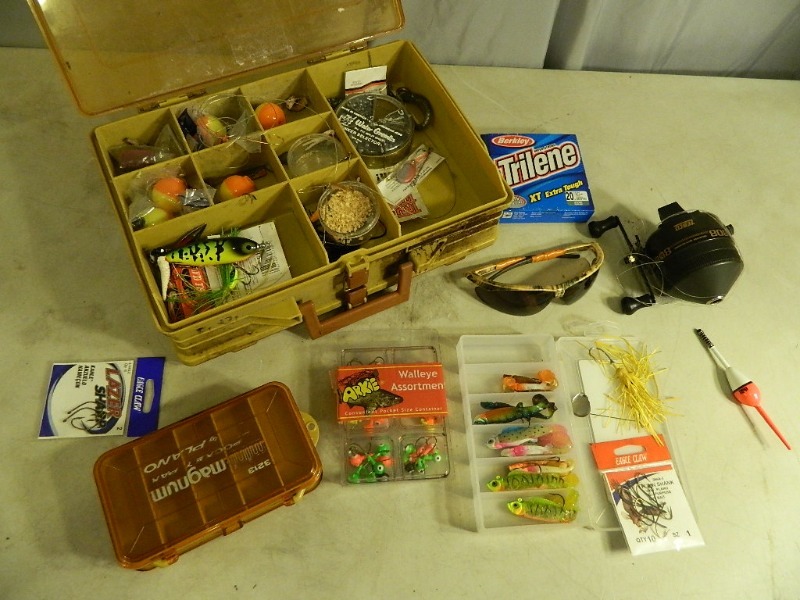 lot 51 image: Fishing Boxes, Tackle, Reel, Etc