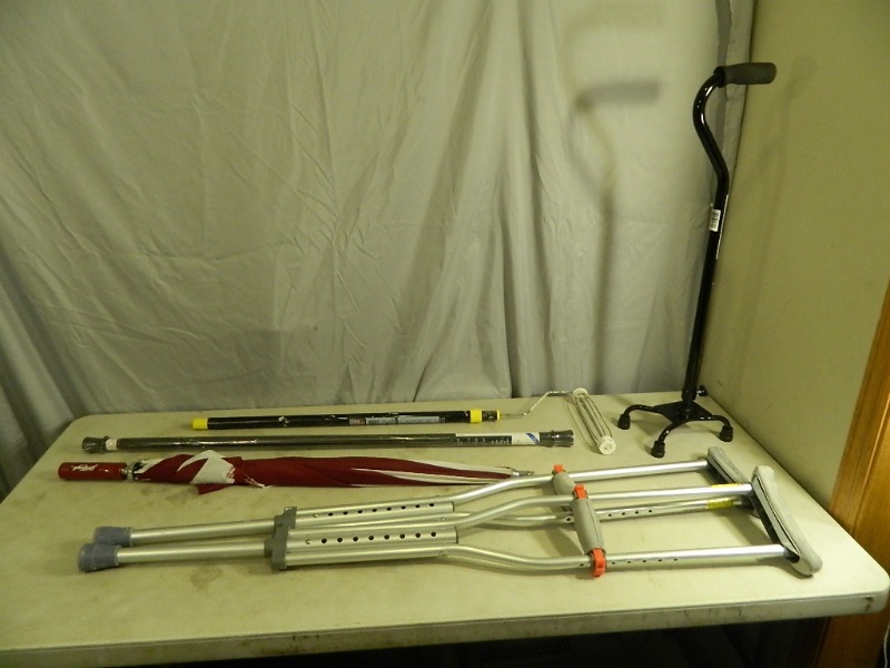 lot 58 image: Umbrella, Cane, Crutches, and More