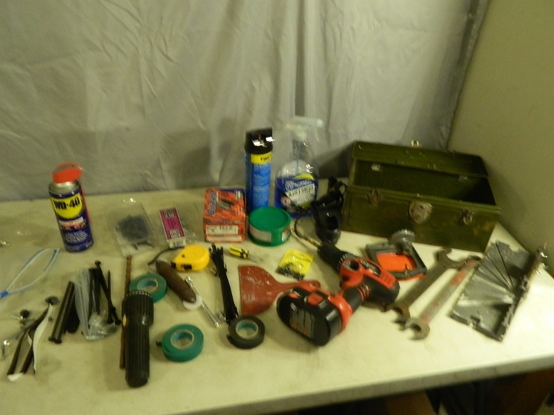 lot 70 image: Drill, Toolbox, Tools, Shop Supplies