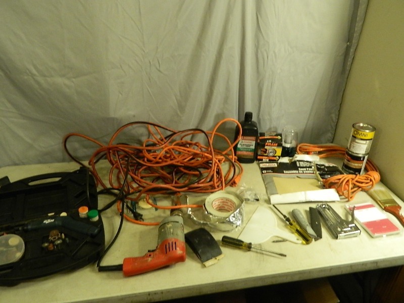lot 71 image: Drill, Extension Cords, Tools, Etc