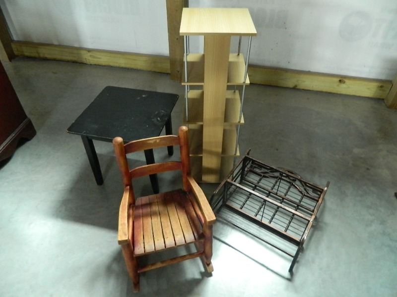 lot 123 image: Small Rocking Chair, Shelves, Table