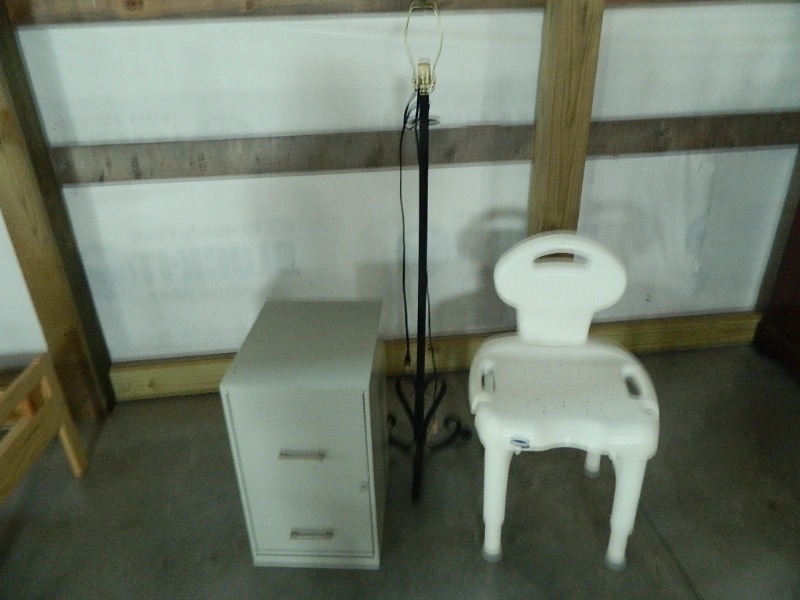 lot 125 image: File Cabinet, Lamp, Handicap Chair