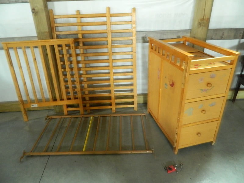 lot 130 image: Crib with Cabinet  Changing Table