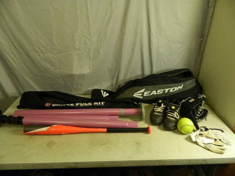 lot 198 image: Dance Pole, Softball Cleats, Bat, Etc