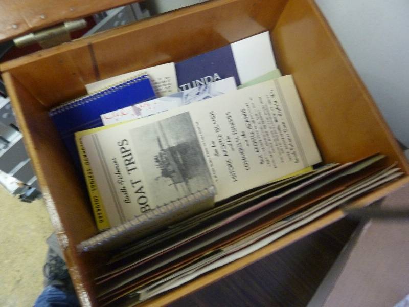 lot 49 image: Vintage Wood Box wOld Paper Advertisement