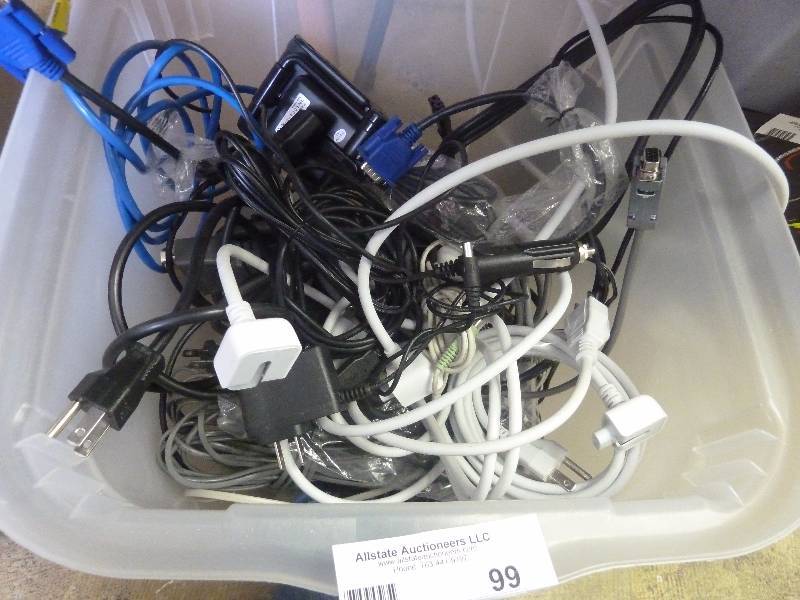 lot 99 image: Large Bin of Cords, Chargers & More