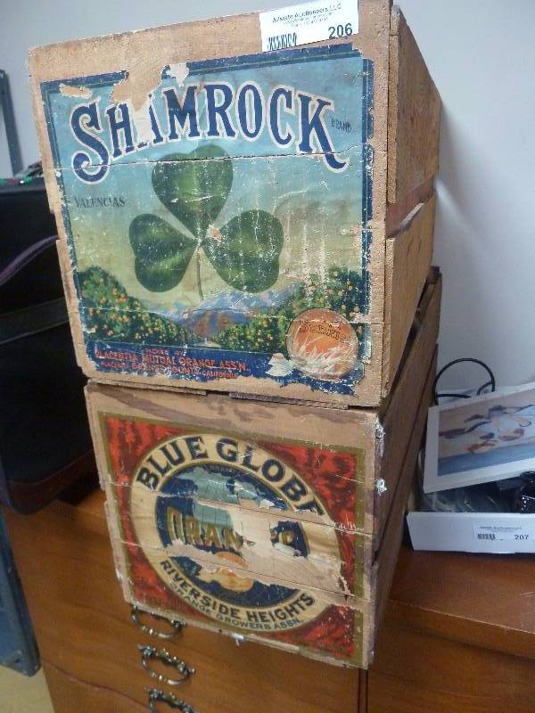 lot 206 image: Vintage Wood Orange Crates
