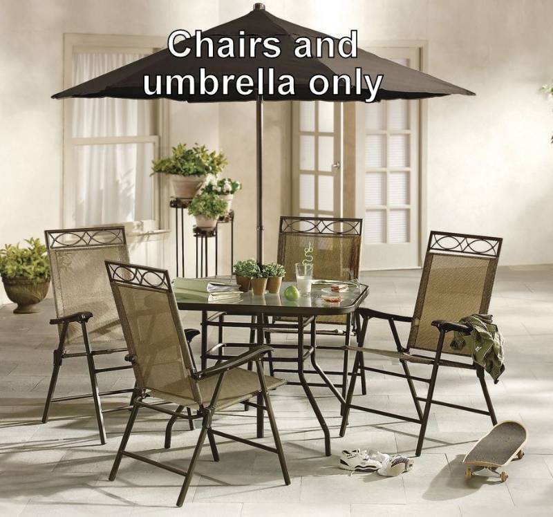 lot 10 image: alcove Key Largo Patio Chairs and Umbrella