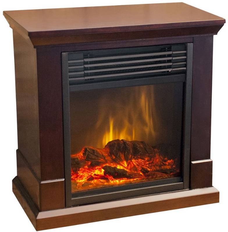 lot 49 image: Dunbar Compact Electric Fireplace Heater - Dark Brown