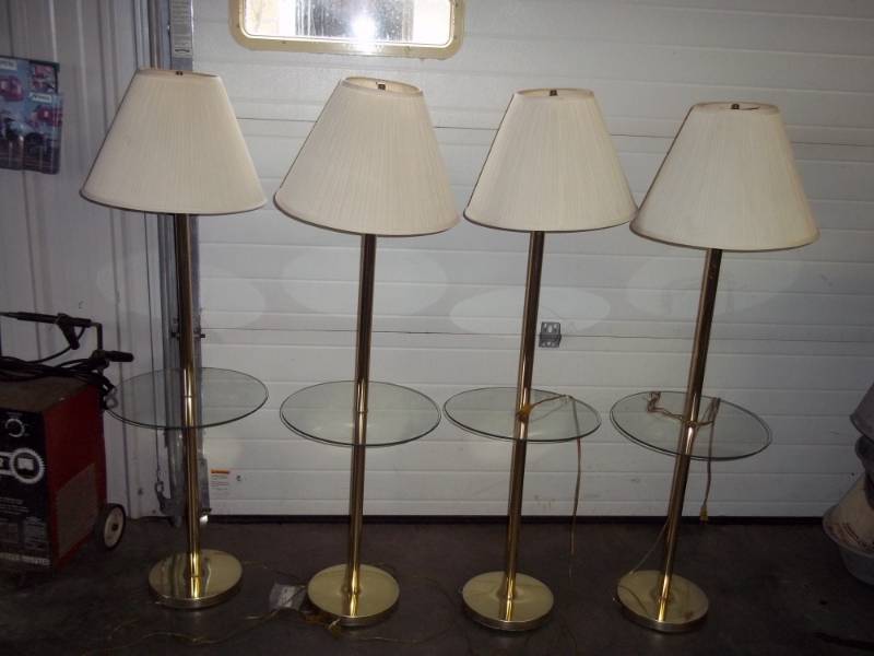 Lot of 4 Floor Lamps with glass tables