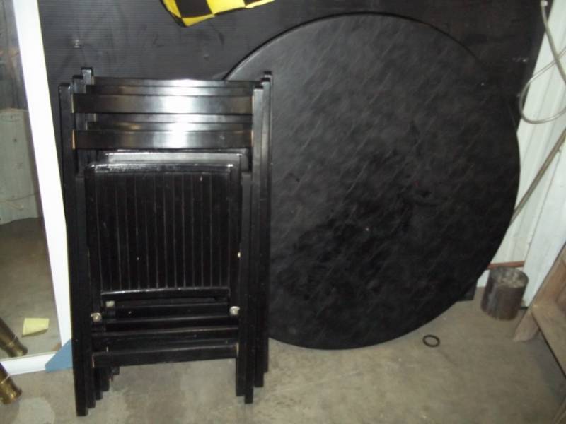 Black 40 Folding Table and 3 folding chairs