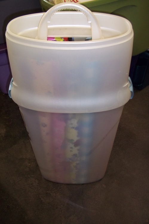 Christmas wrapping paper with storage bin