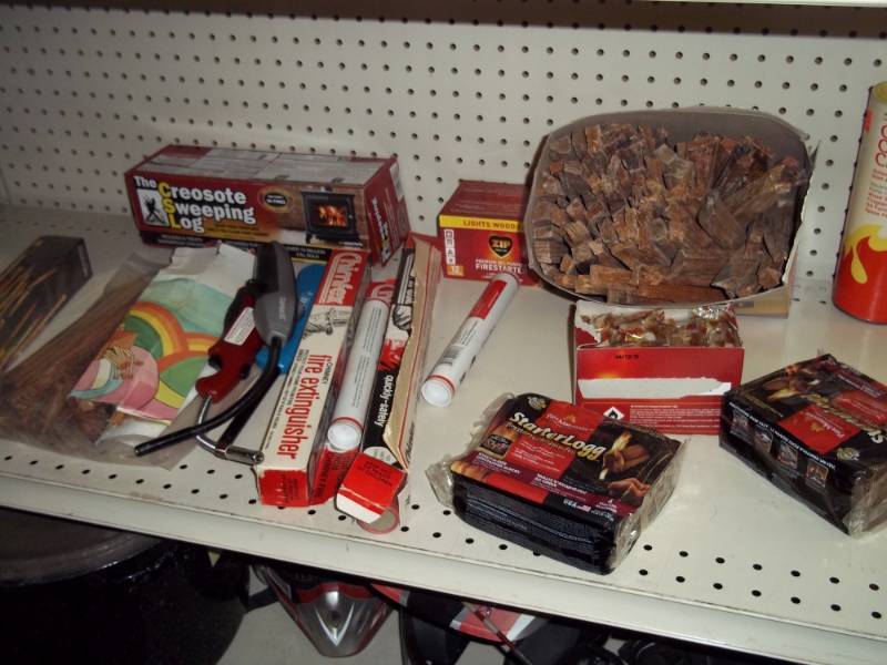 Fire place starters with lighters and matches