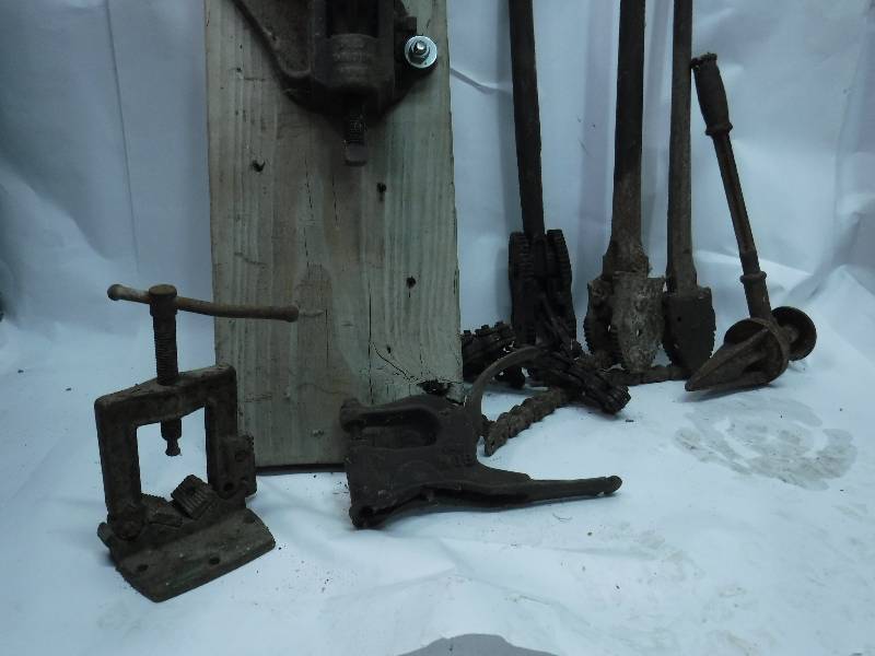 Antique Tools Pipe Bender, Wrenches, Reamer Estate Auction Antiques KBID