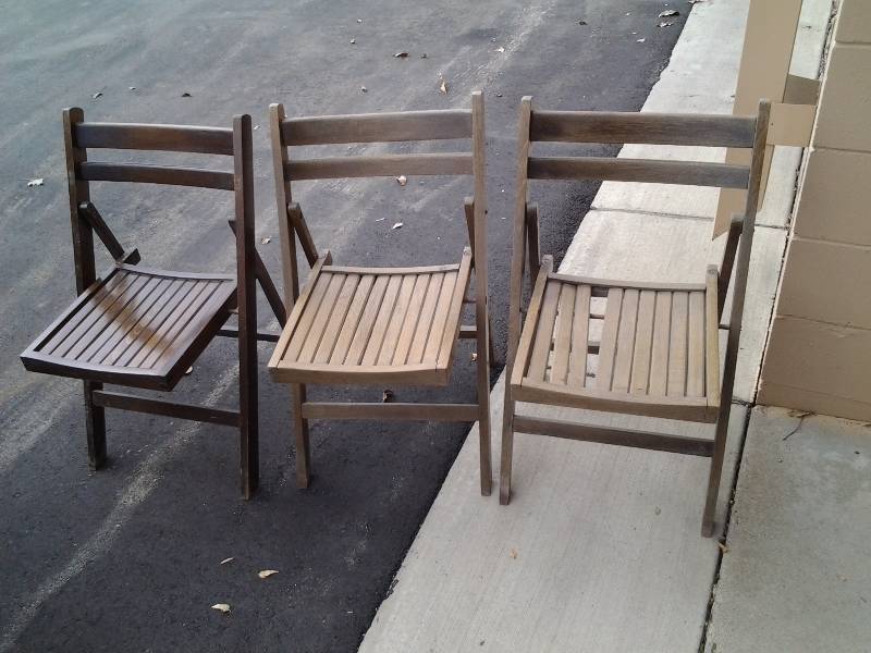 3-Old Wood Folding Chairs