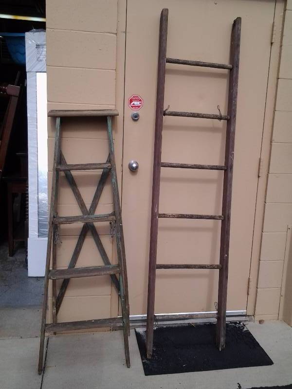 2-Old Wood Ladders (Decorative)