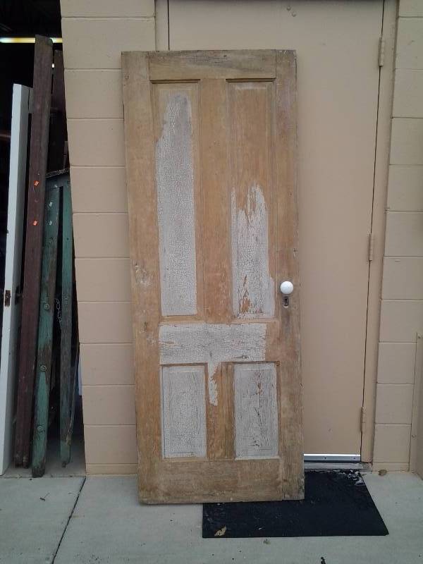 Old Wood Panel Door With Porcelain Knob & Old Hardware 29x77