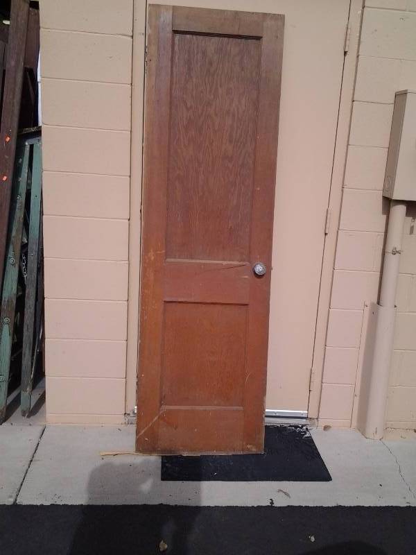 Old Wood Door With Glass Knob & Old Hardware 23 12x80