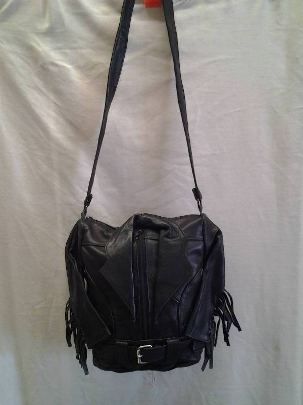 lot 37 image: Black Leather Jacket Purse