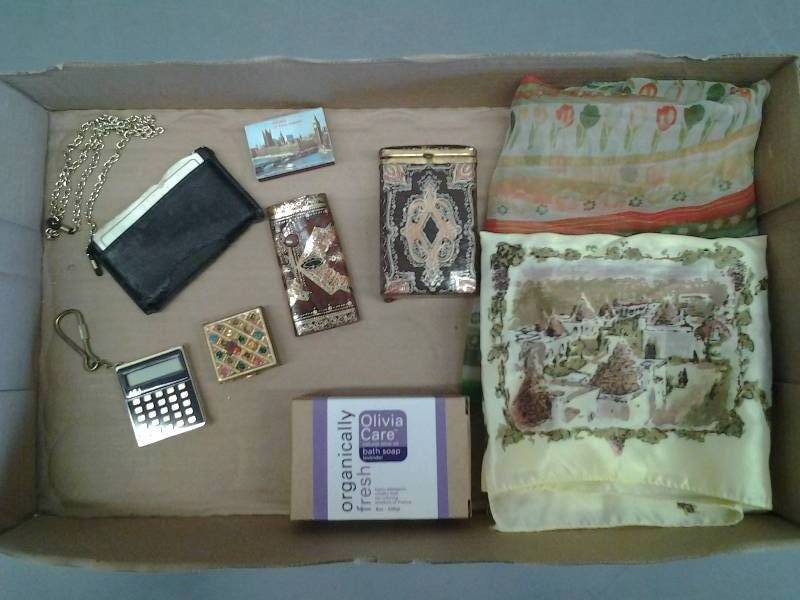 lot 41 image: Fashion Scarves, Cigarette Case, Key Case, Pill Box, Misc
