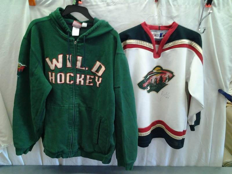 lot 43 image: Minnesota Wild Hoodie Size Medium & Youth Jersey Gaborik #10