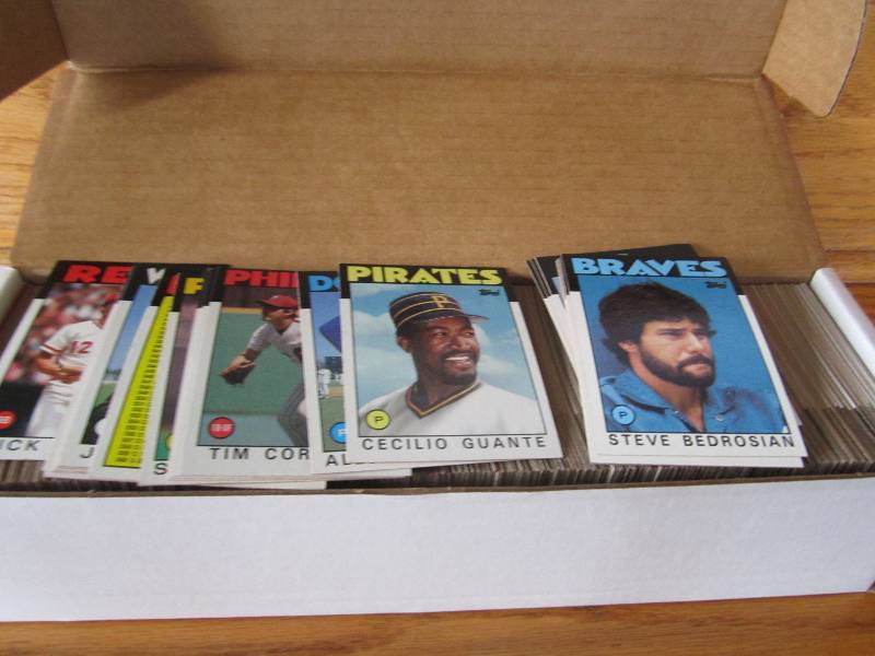 Box of 1986 topps baseball cards...