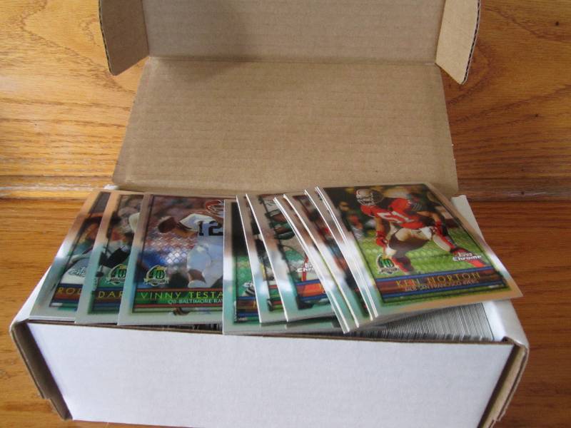 Box of 1996-2004 topps chrome footb...