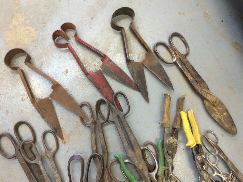 Assorted Clippers, snips & Misc. Many vintage items   box lot