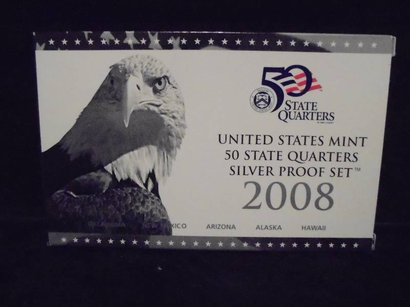 2008 US Mint 50 State Quarter Silver Proof Set, 90% Silver