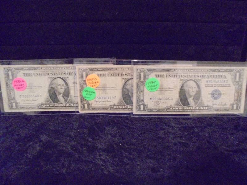Lot - 3 $1 Silver Certificates, 1935E, 1935D, 1935C