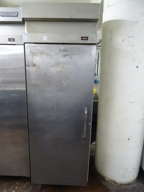lot 6 image: Hobart Single Door Stainless Fridge.
