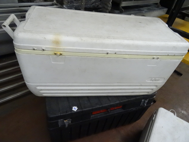 lot 42 image: 2 Igloo Coolers and a Tuff Bin Tool Box