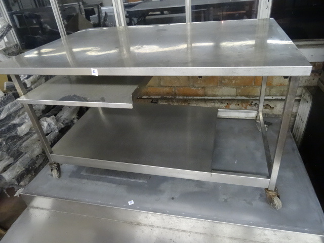 lot 62 image: Stainless Table on Wheels 57 X 38 X 33
