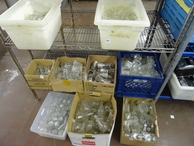 lot 157 image: Lots of Glassware, Oil Bottles, Candles, Vases. Salt and Pepper Shakers