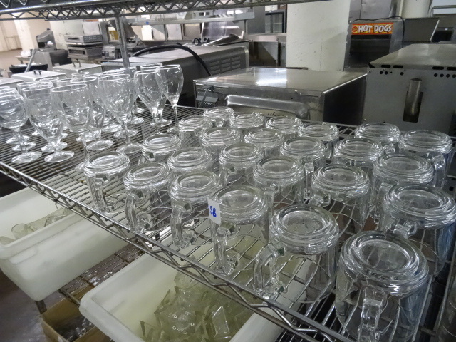 lot 158 image: 24 Glass Coffee Mugs, Misc Wine Glasses