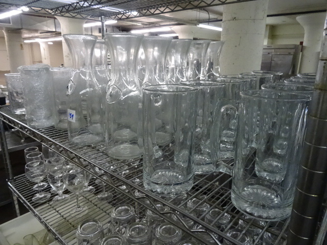 lot 159 image: Glass Beer Mugs, Glass Carafes,