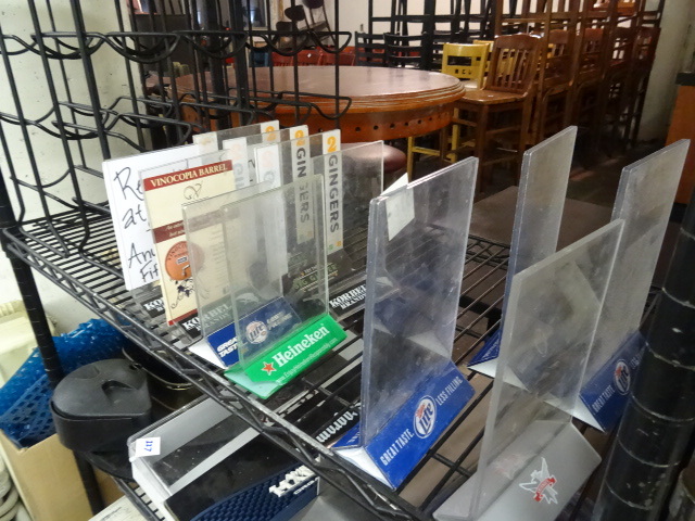lot 226 image: Misc Table Talkers and Metal Wire Racks