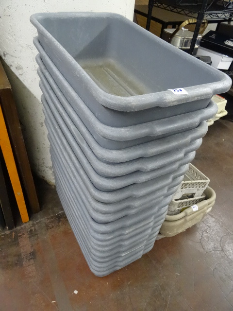 lot 230 image: 17 Plastic NSF Tubs  12 X 22 X 6