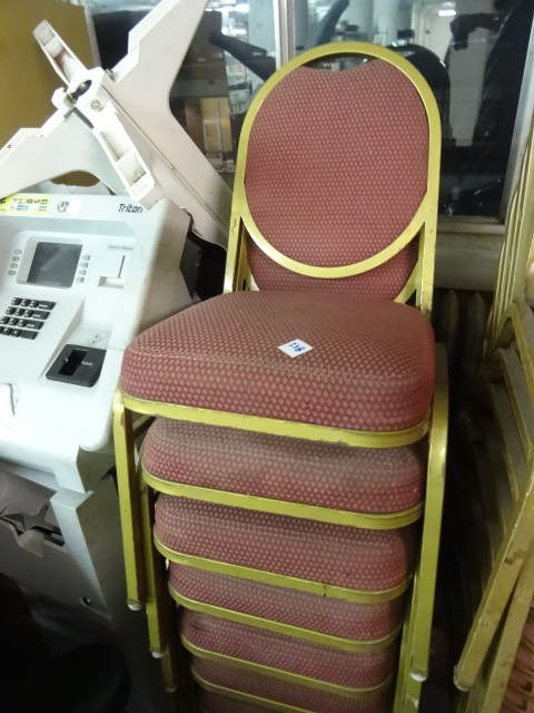 lot 238 image: 7 Matching Metal Framed Stack Chairs