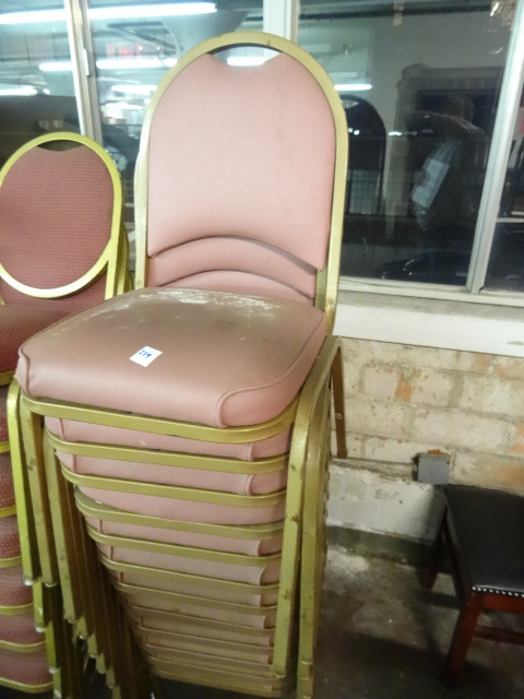 lot 239 image: 12 Matching Metal Framed Stack Chairs