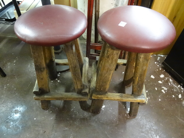 lot 253 image: 2 Rustic Cabin Stools Made of Real Logs 31 Seat Height