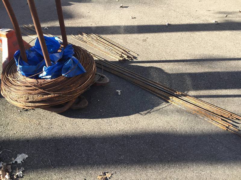 lot 12 image: Lot of Heavy Duty Rebar and Spool of Wire