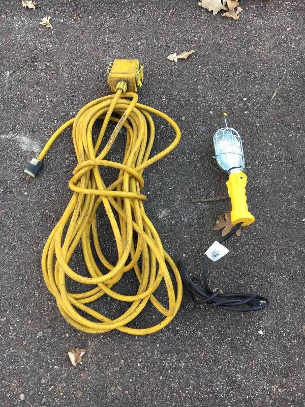 lot 25 image: Electrical Cord w outets, Corded light and Tires
