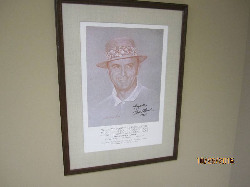 Autographed Sam Snead print, 18.5 x...