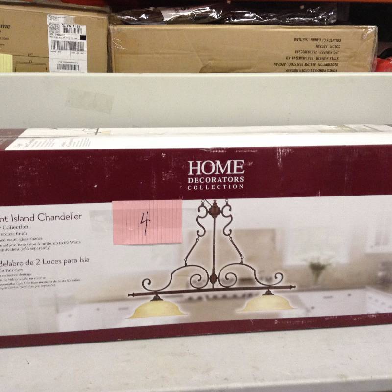 lot 4 image: Home Decorators Fairview 2-Light Heritage Bronze Ceiling Kitchen Island Light Never used Actual and Stock pictures used