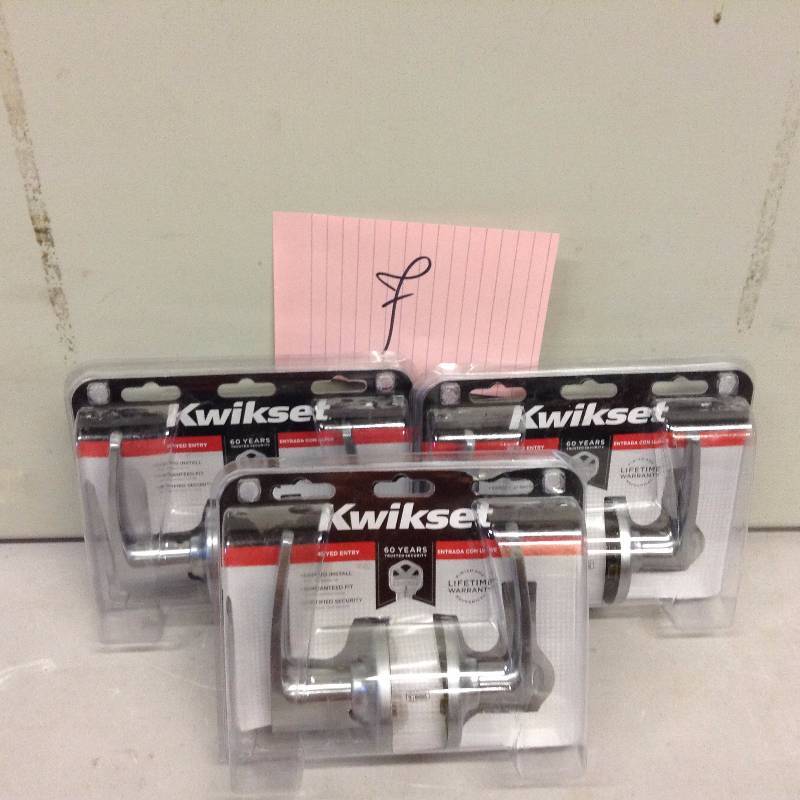 lot 7 image: Lot of 3 New Kwikset Keyed Entry Door handles