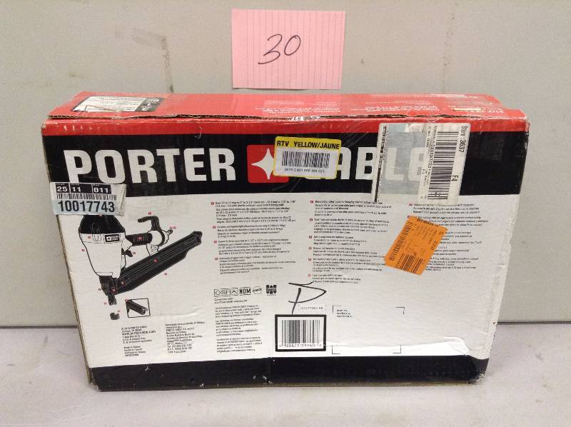 lot 30 image: Porter Cable 3-12 in. 21 Degree Full Round Framing Nailer used