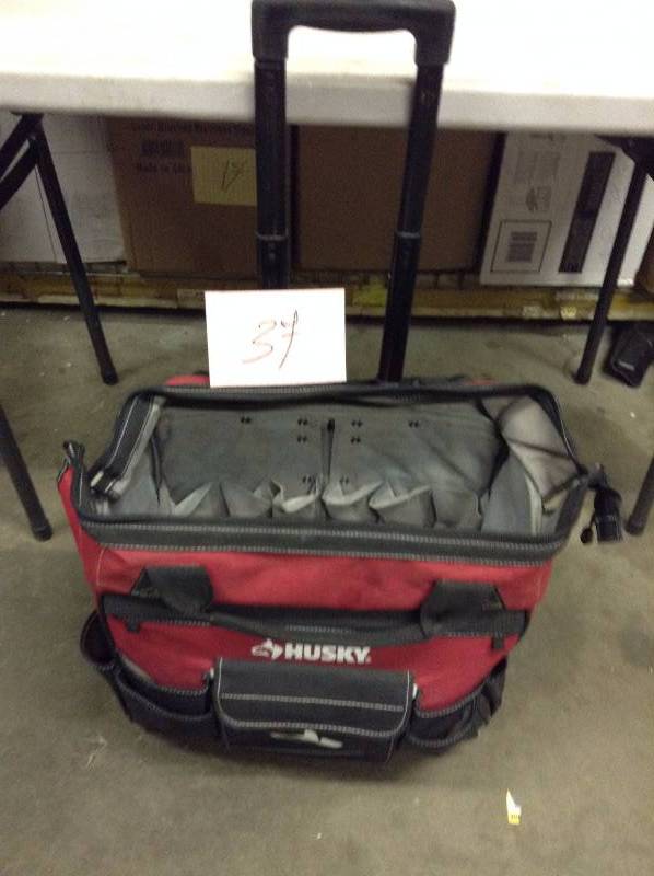lot 37 image: Husky Tool Tote- used, zipper needs repair