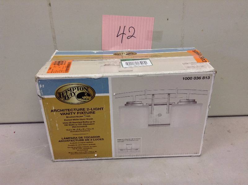 lot 42 image: Hampton Bay Architecture 2 Light Vanity Fixture never used
